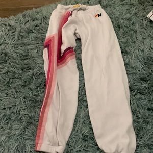 pink and purple striped aviator nation sweats